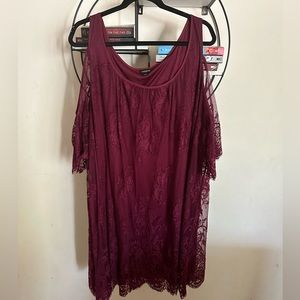 Torrid 3 Burgundy Cold Shoulder Dress